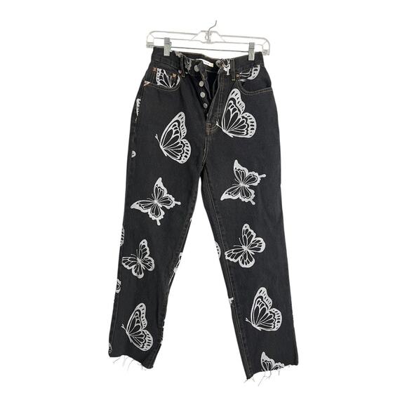 PacSun Butterfly Jeans Basic Casual Denim Pants High Rise Straight Raw Hem 26 - Picture 1 of 7